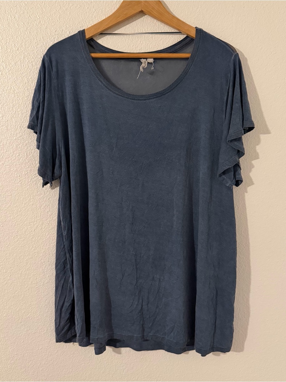 Cable & Gauge Navy Scoop Neck Short Flutter Sleeve Tee Size 3X